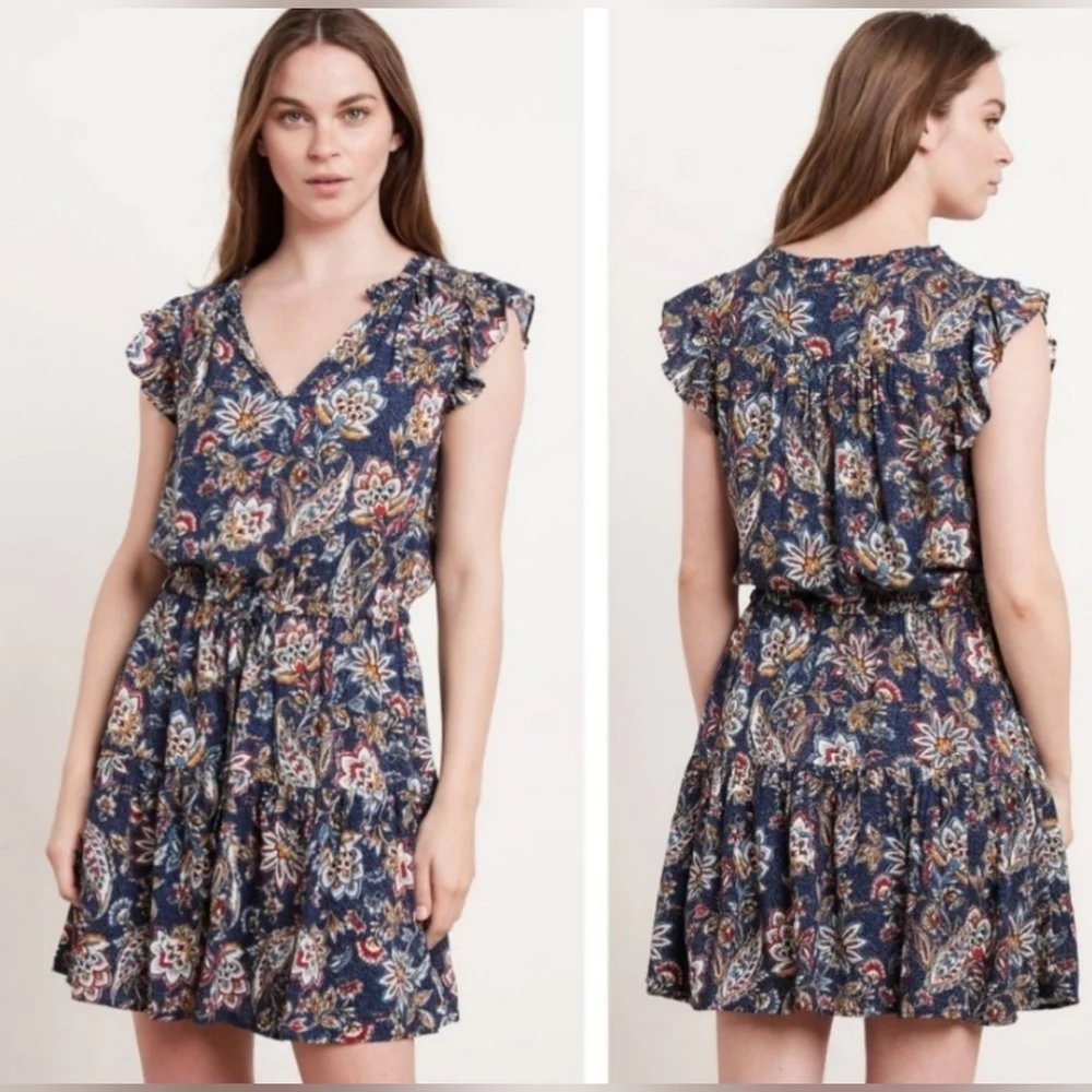 Sold Velvet by Graham and Spencer Paloma tie Waist boho floral mini dress - Picture 12 of 13